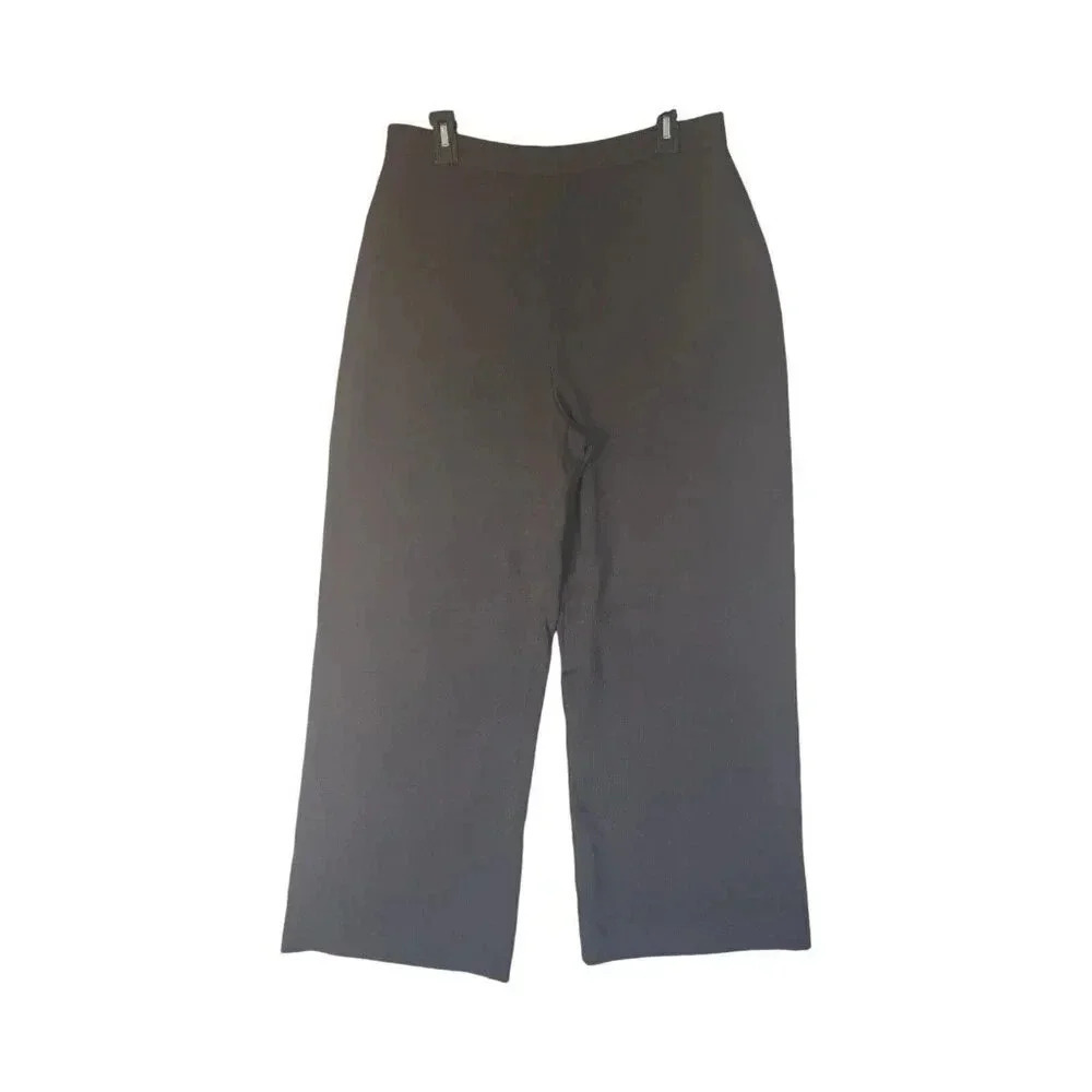 New St. John Pants Size 14 Brown Stretch Waist Wide Leg Pull On